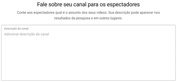 Descrição do seu canal do youtube