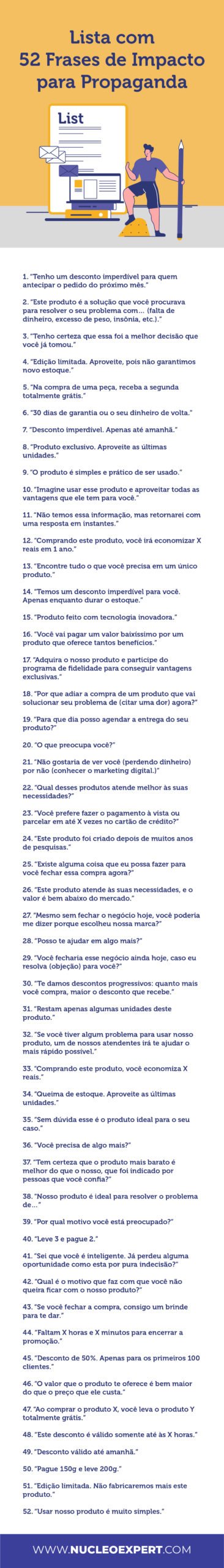 Infográfico - Lista com 52 Frases de Marketing e Propaganda