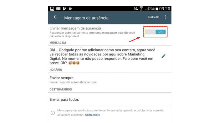 Definindo e Salvando as Informações do Público no WhatsApp Business