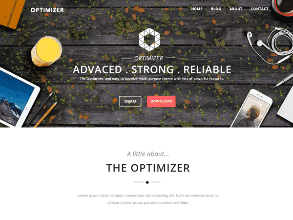 Tema do wordpress Optimizer 