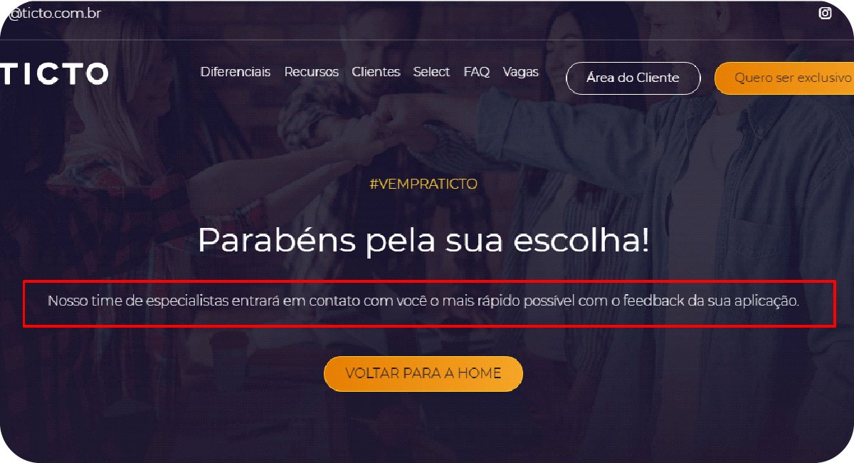 Aviso na etapa de cadastro na plataforma