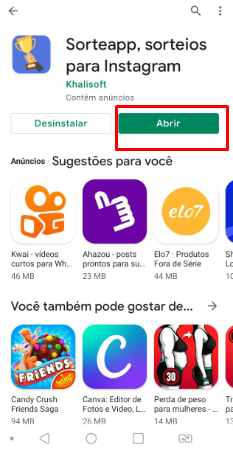 abrir o sorteapp